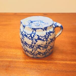 RARE! Early 19th Century Sponge Ware Bean Pot Pitcher With Lid